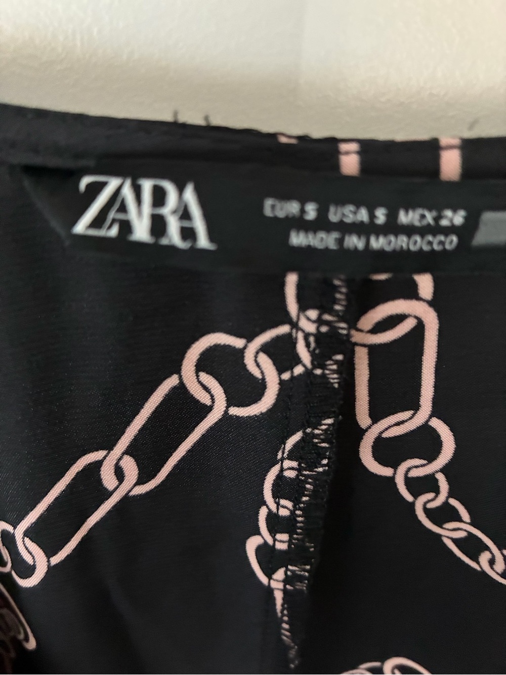 ZARA CHAIN PRINT DRESS Black/Pink Size S - Picture 6 of 10